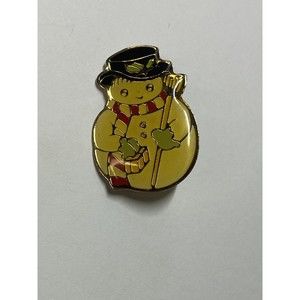 Vintage Snowman Christmas Holiday Mistletoe Brooch Pin
